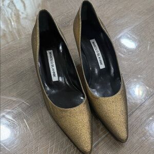 Manolo Blahnik Glittering Gold Heels